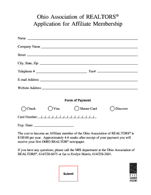 Ohio Association of REALTORS Affiliate Membership Application