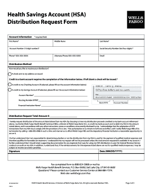 Health Savings Account Distribution Request Form