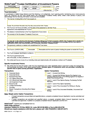 WellsTrade Trustee Certification of Investment Powers