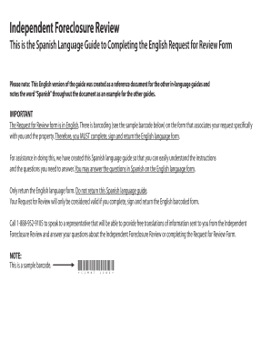 Independent Foreclosure Review Request Form