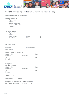 Car Leasing Quotation Request Form