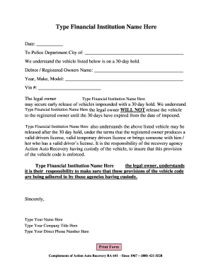 Vehicle Release Authorization Form