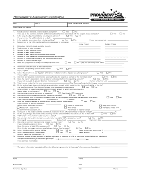 Homeowner's Association Certification