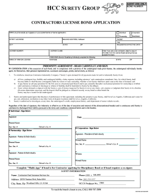 Contractors License Bond Application