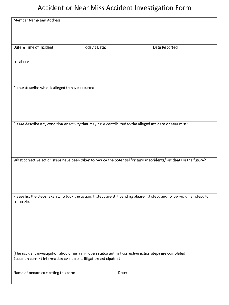 Near Miss Incident Report With Near Miss Incident Report Template