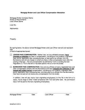 Mortgage Broker and Loan Officer Compensation Attestation