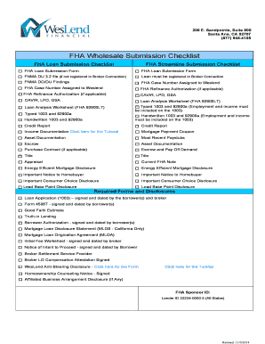 FHA Loan Submission Checklist