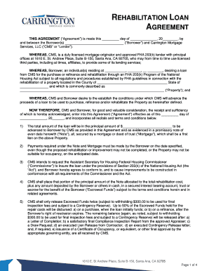 Rehabilitation Loan Agreement