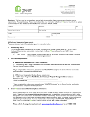 NAR Green Designation Application Form