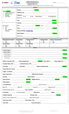 Colorado Residential Data Form