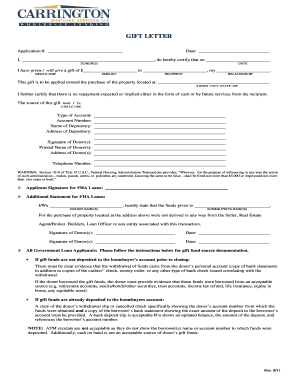 Gift Letter for FHA Loans