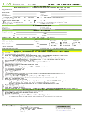 VA IRRRL Loan Submission Checklist