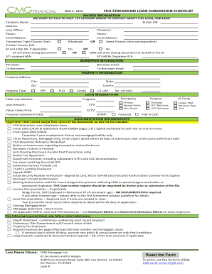 FHA Streamline Loan Submission Checklist