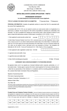 Louisiana Real Estate Commission Initial License Application Part B