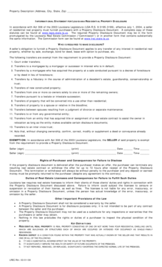 Louisiana Residential Property Disclosure Form