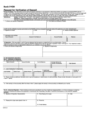 Request for Verification of Deposit