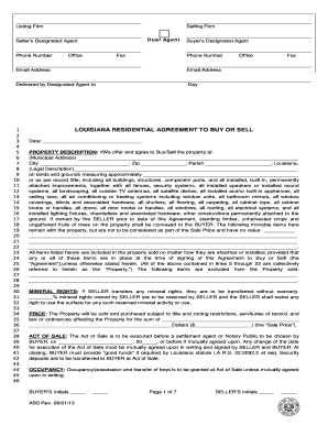 Louisiana Residential Agreement to Buy or Sell