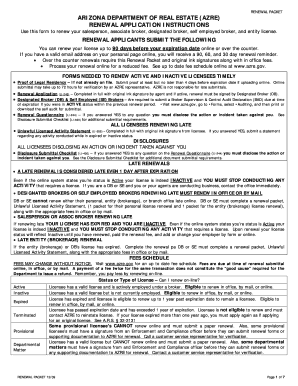 Arizona Real Estate License Renewal Packet