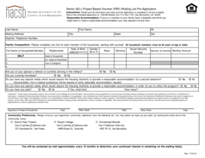 Senior Project-Based Voucher Waiting List Pre-Application
