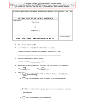 California Joint Statement Regarding Mediation