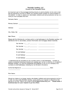 Baptismal certificate - Parkside Lending, LLC E-mail & Fax Consent Form