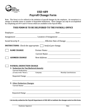 Payroll Change Form - USD 489