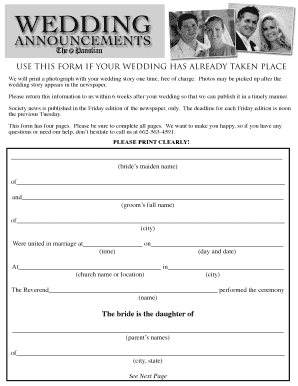 Wedding Announcement Form