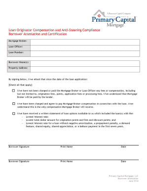 Borrower Attestation and Certification