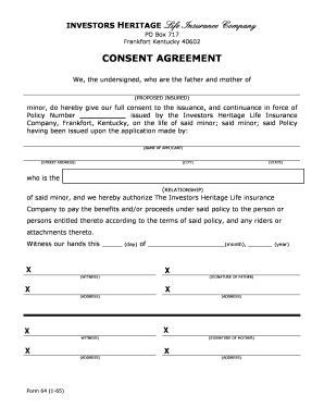 Parent Consent Form - Investors Heritage Life Insurance Company