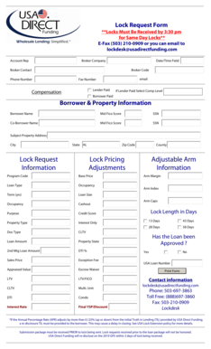 USA Direct Funding Lock Request Form