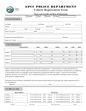 EPCC Vehicle Registration Form