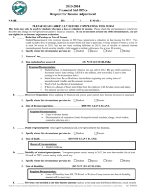 Request for Income Adjustment