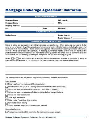 Mortgage Brokerage Agreement: California