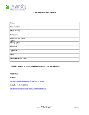 GSA Loan Participants Form