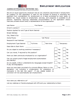 Employment Application Form
