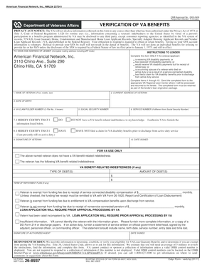 VA Verification of Benefits Form