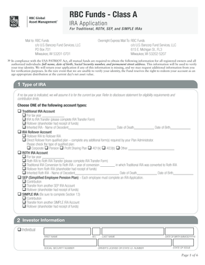 RBC Funds IRA Application