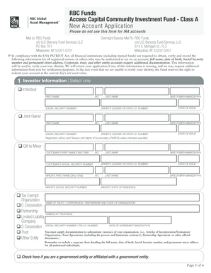 RBC Funds Access Capital Community Investment Fund Class A Application