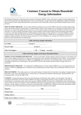 Maryland Household Energy Information Consent Form