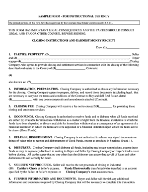 Colorado Real Estate Closing Instructions