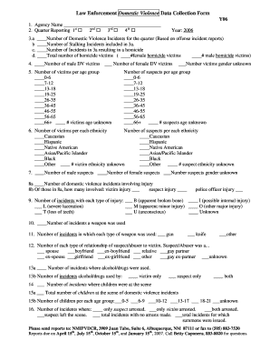 Law Enforcement Domestic Violence Data Collection Form
