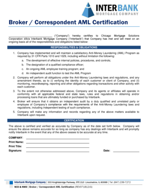 Broker Correspondent AML Certification