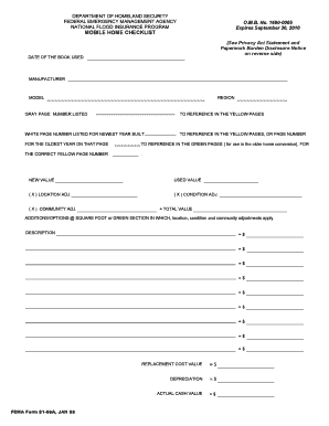 FEMA Form 81-96A Mobile Home Travel Worksheet