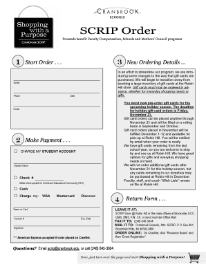 SCRIP Gift Card Order Form