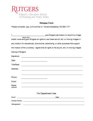 Rutgers Media Release Form
