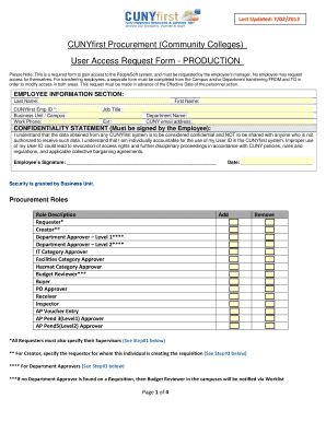 CUNYfirst Procurement User Access Request Form