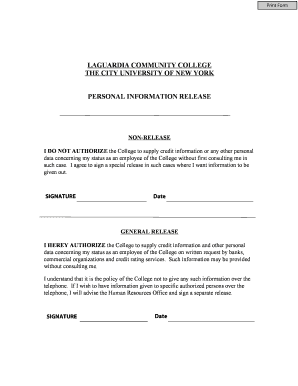 Personal Information Release Form