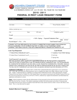 Federal Direct Loan Request Form