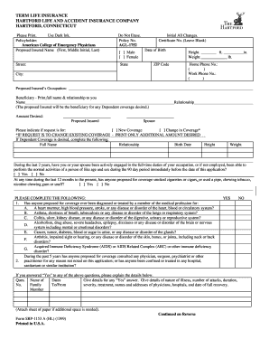 Hartford Life Term Insurance Application