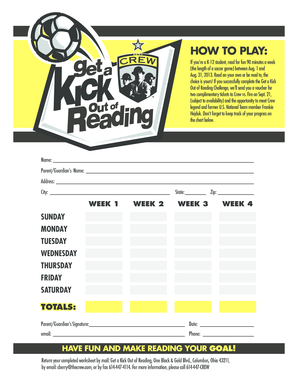 Get a Kick Out of Reading Challenge Form